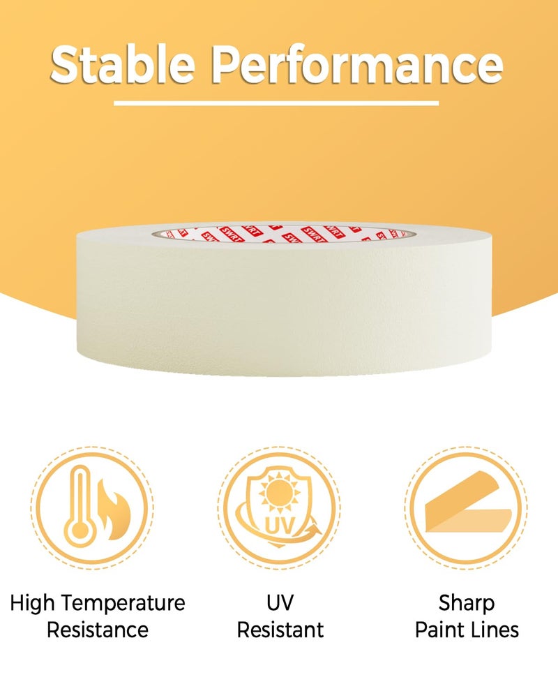 SWRT Masking Tape 1 Inch x 55 Yards – 4 Rolls (220 Yards Total), Strong Adhesive, Easy Tear, Clean Removal Painter’s Tape for Painting, Labeling, Crafts, Home & Office, White - Image 3